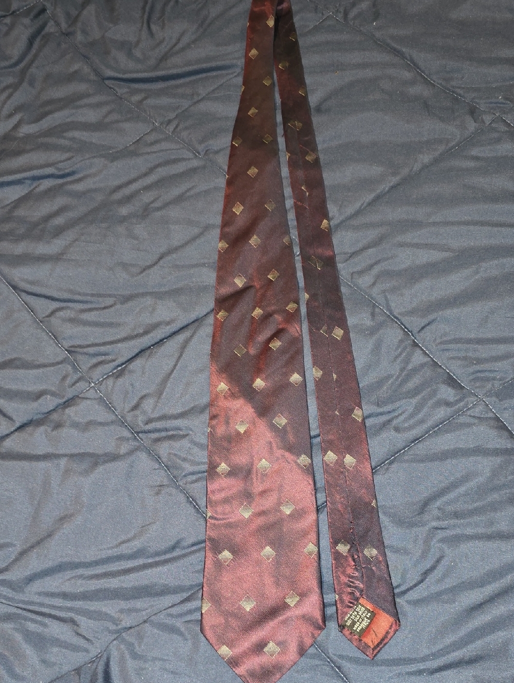 Armani Collezioni Burgundy Tie with Gold Diamond Accents